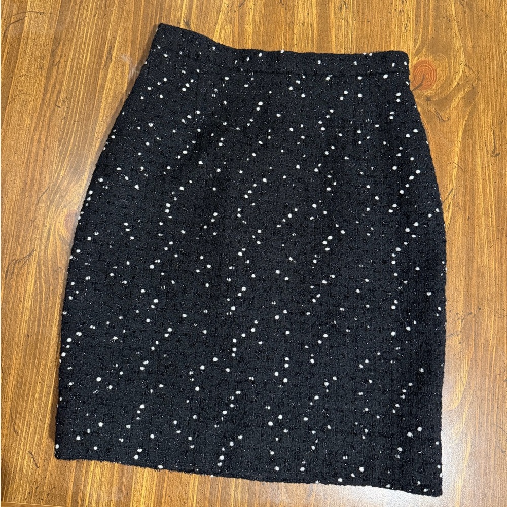 Vintage Alberto Makali New York Black Tweed Pencil Skirt with White Speckles